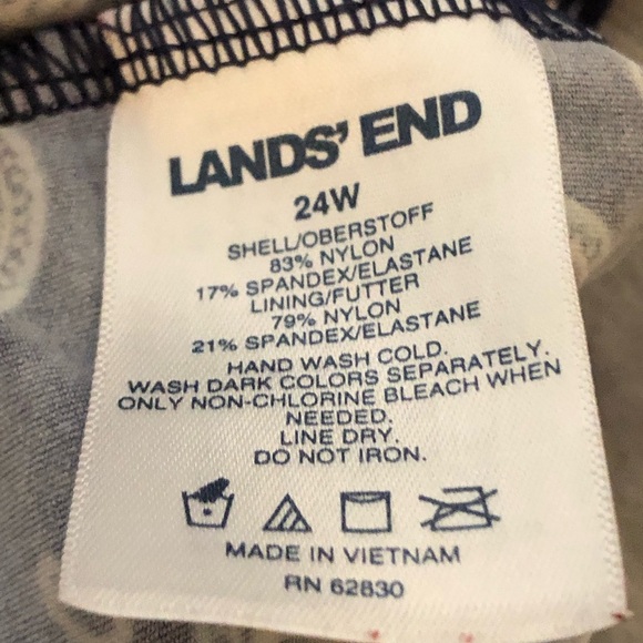 Lands" End Women's Tankini Swimsuit Top Navy with Paisley Print Size 24W - Picture 4 of 6